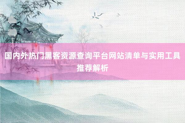 国内外热门黑客资源查询平台网站清单与实用工具推荐解析